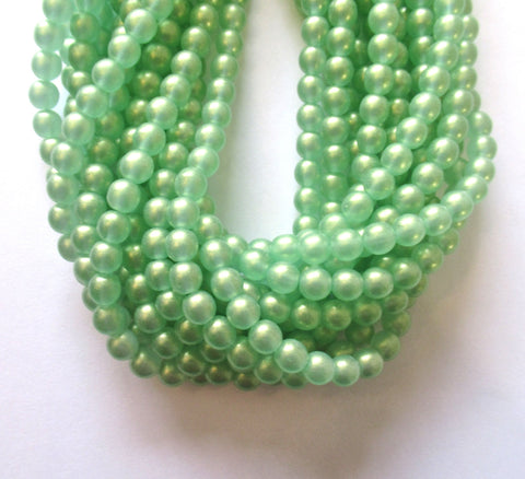 50 6mm Czech glass druk beads - Sueded Gold peridot Green smooth round druks - C0056