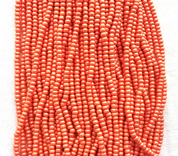 24 grams Czech 6/0 glass seed beads - opaque matte tangerine orange pearl size 6 Preciosa Rocaille 4mm spacer beads - C0031