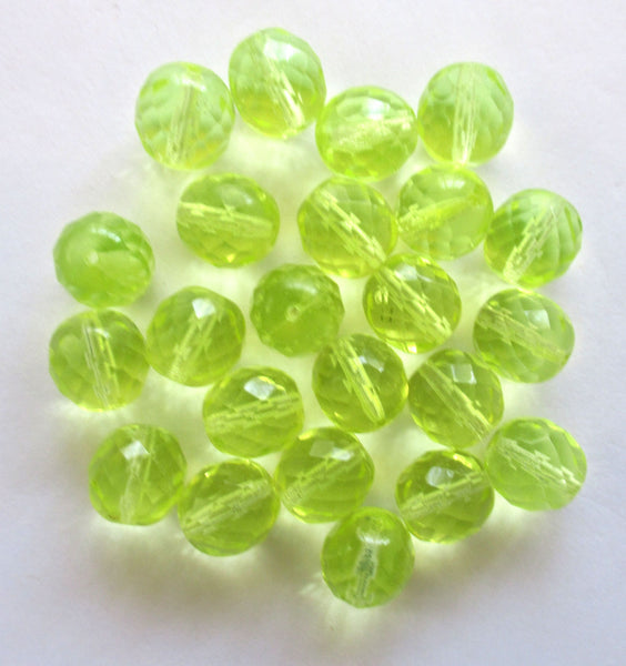 Ten Czech glass fire polished faceted round beads - 12mm jonquil yellow beads C00921