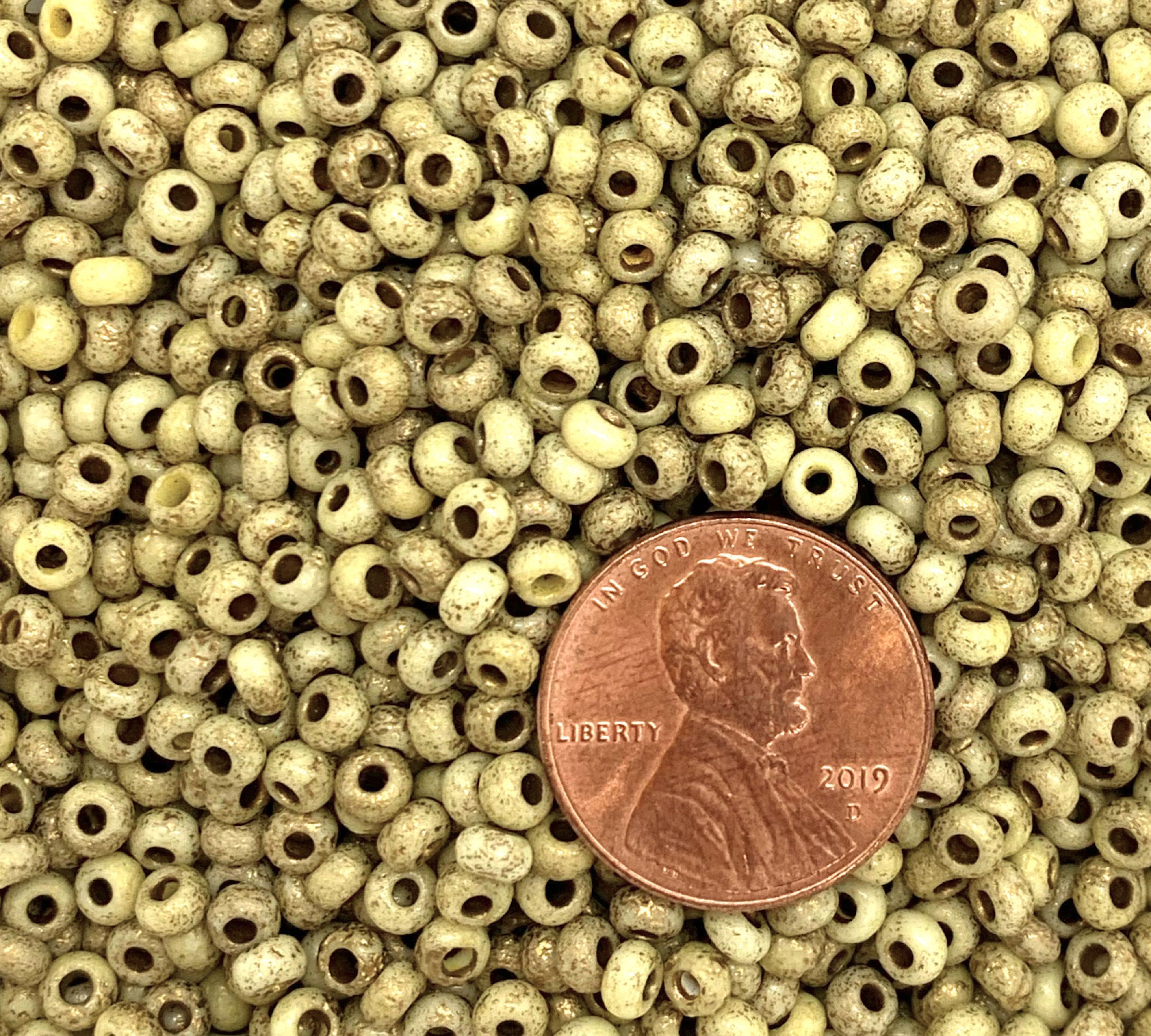 24 grams Czech glass seed beads - 6/0 etched yellow with gold accents Preciosa Rocaille seed beads - C0691