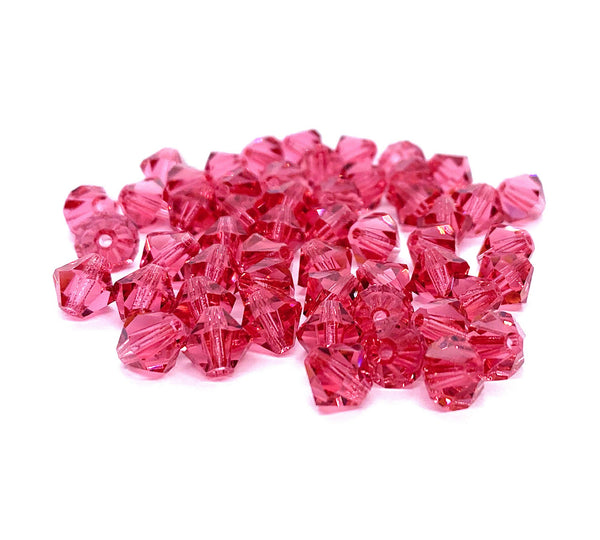 Lot of 24 6mm Indian pink Czech Preciosa Crystal bicone beads - faceted glass bicones C0079