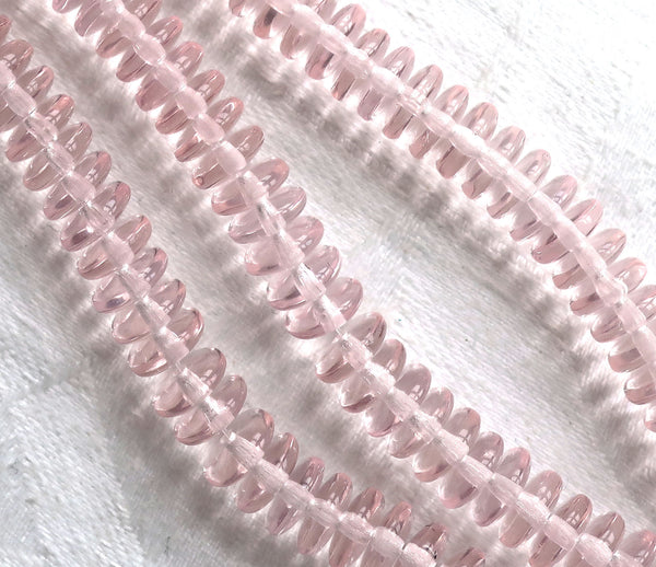 Lot of 50 6mm Czech glass rondelle beads, transparent rosaline pink flat spacers or rondelles C6401 - Glorious Glass Beads