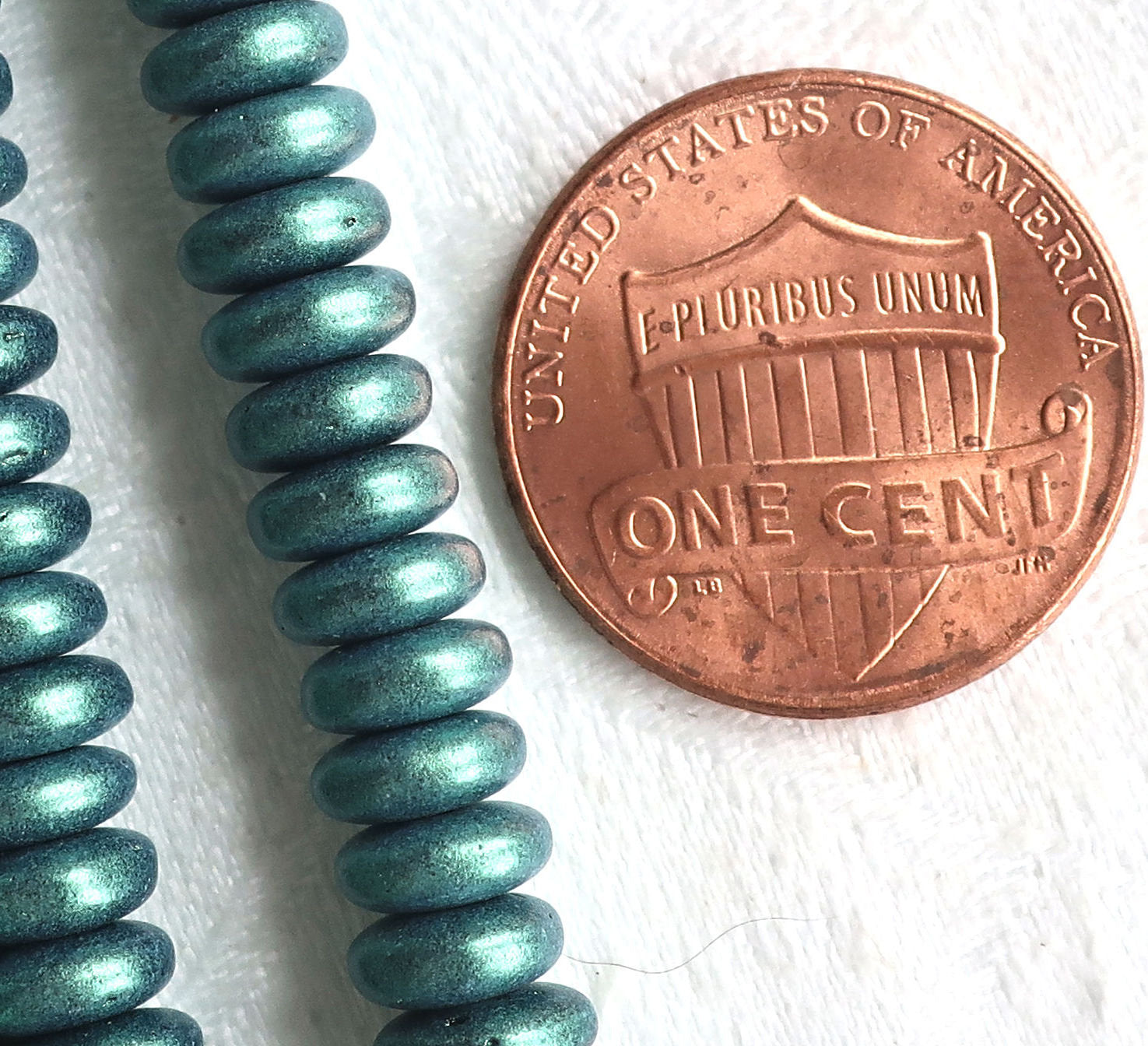 Lot of 50 6mm Czech glass rondelle beads, matte metallic light green suede flat spacers or rondelles C5701 - Glorious Glass Beads