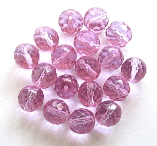 Ten large 12mm Czech glass fire polished faceted round beads - alexandrite, lilac, lavender beads C0016