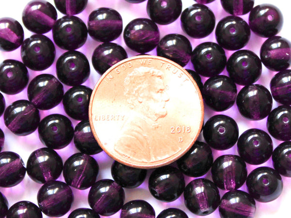 50 6mm Czech glass beads - amethyst purple - smooth round druk beads C0084