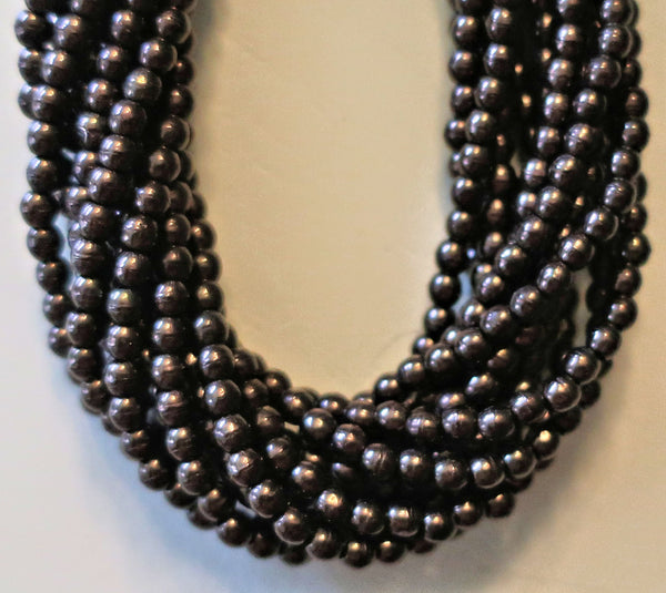 Lot of 100 3mm Dark Bronze Czech glass druks, smooth round dark brown druk beads C0601