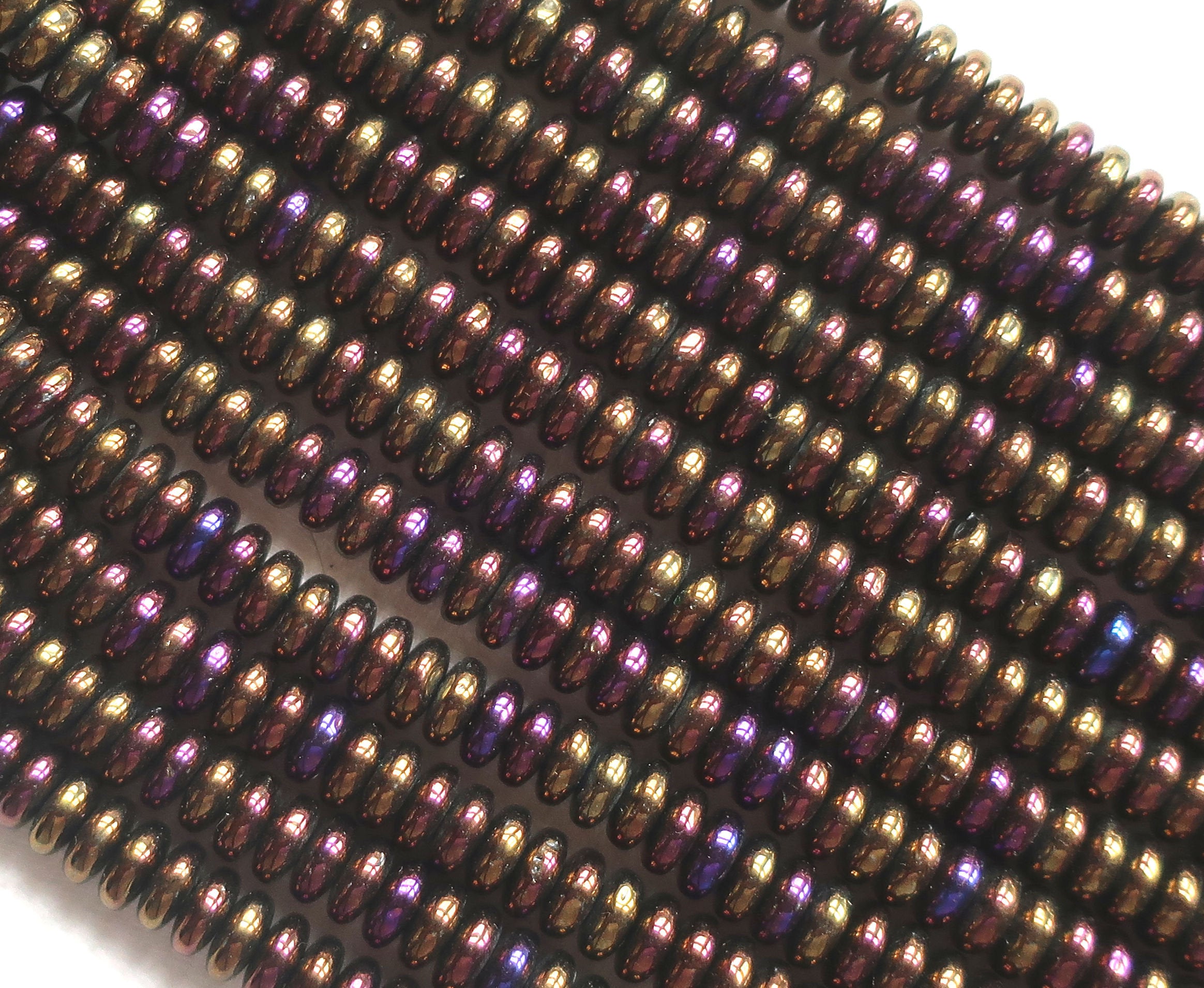 Lot of 50 6mm Czech glass rondelle beads, brown iris flat spacers or rondelles C1701 - Glorious Glass Beads