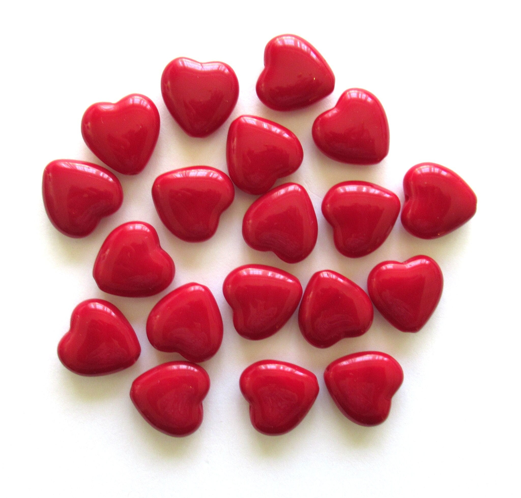 Lot of 6 Czech glass large heart beads - 16 x 15mm opaque red heart sh –  Glorious Glass Beads