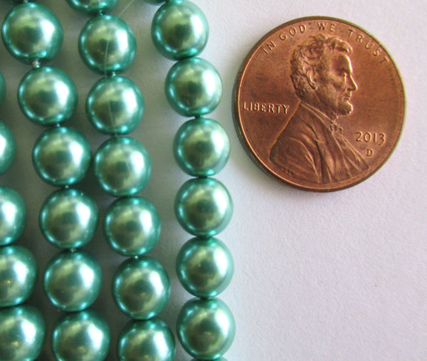 50 6mm blue Czech Preciosa glass pearl druk beads - Indian sapphire or aqua blue smooth round glass pearls C0095