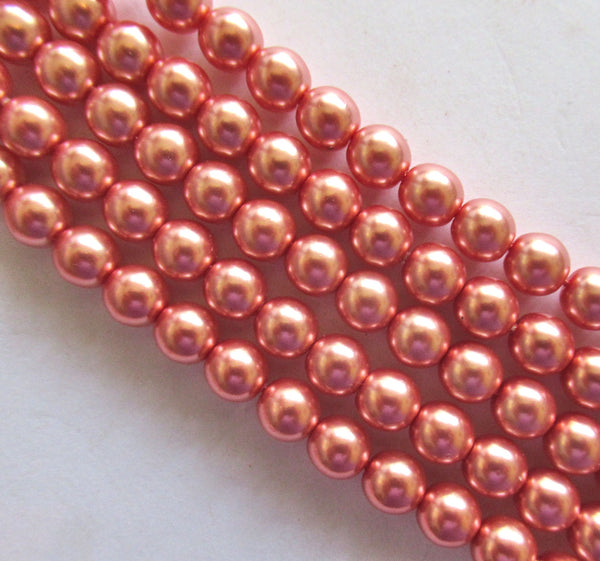 50 6mm Preciosa Czech glass pearl druk beads - pink blush smooth round glass pearls C0096