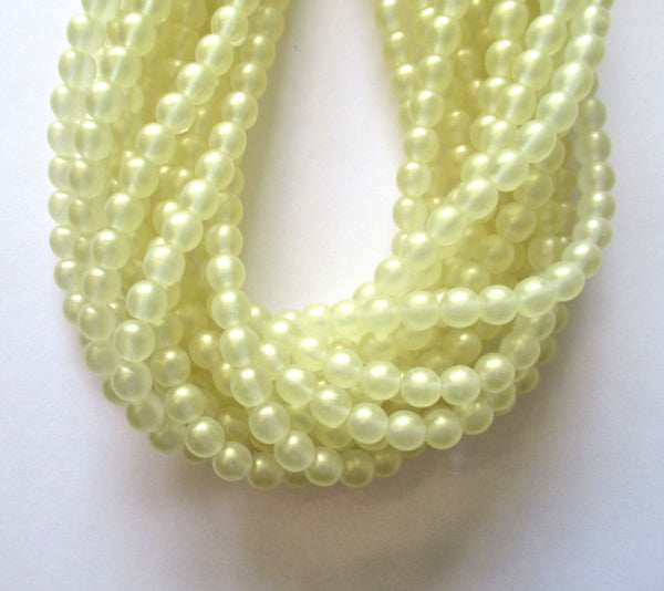 50 6mm Czech glass druk beads - Sueded Gold jonquil lemon yellow smooth round druks - C0056