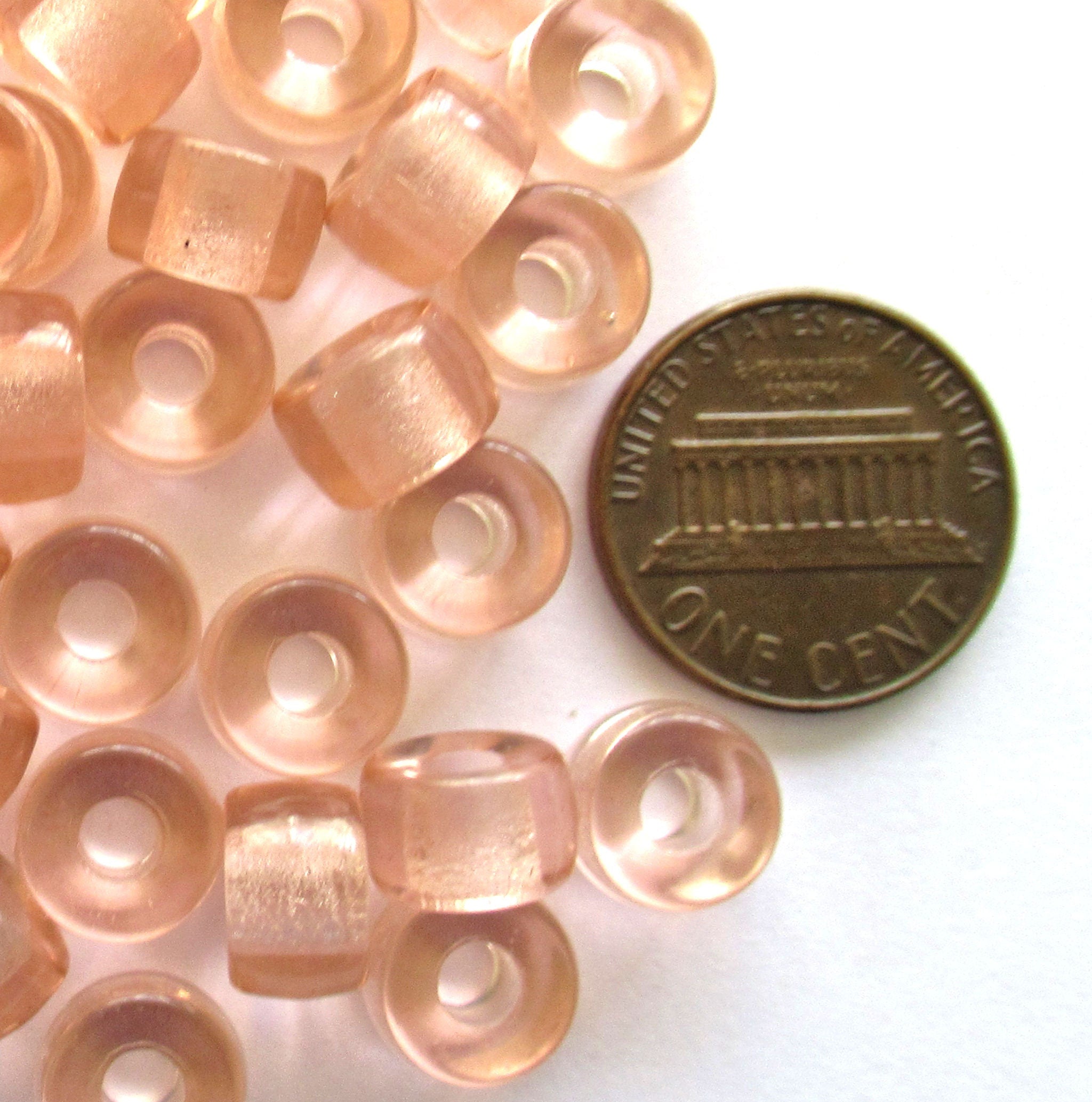 25 9mm pink Czech glass pony roller beads large big hole crow beads C0076
