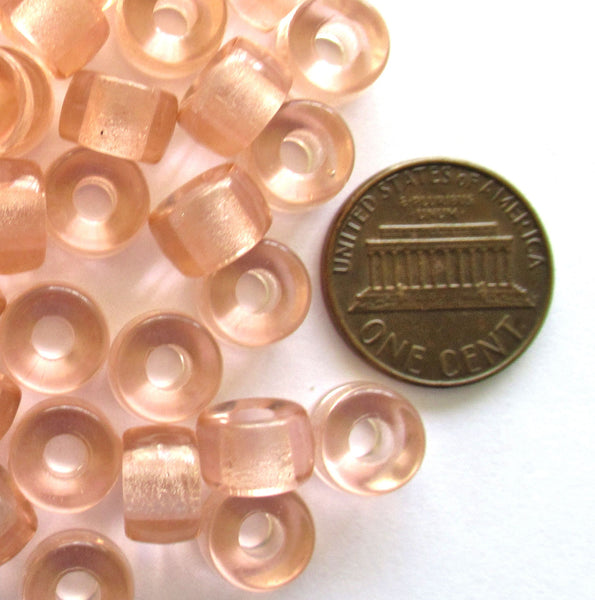 25 9mm pink Czech glass pony roller beads large big hole crow beads C0076