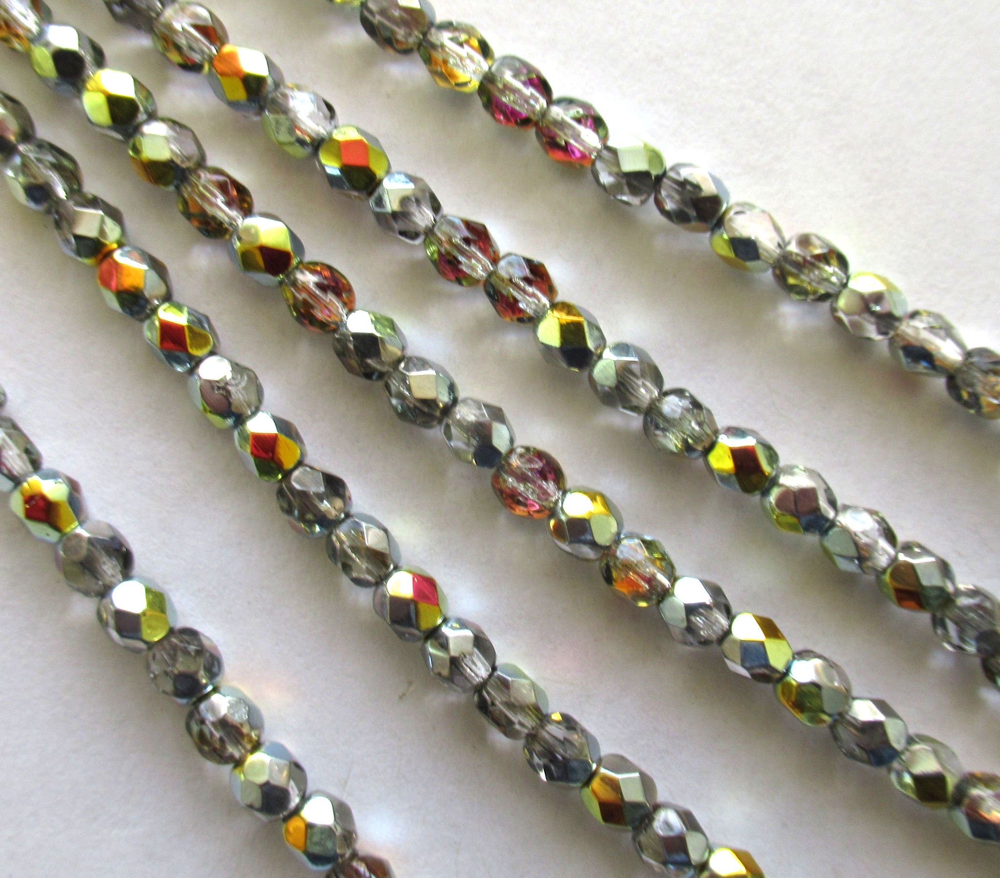 50 4mm Czech glass faceted fire polished beads - Crystal Marea beads C0026
