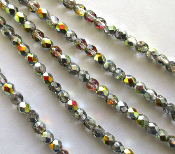 Lot of 50 4mm Czech glass faceted fire polished beads - Crystal Marea beads C0026