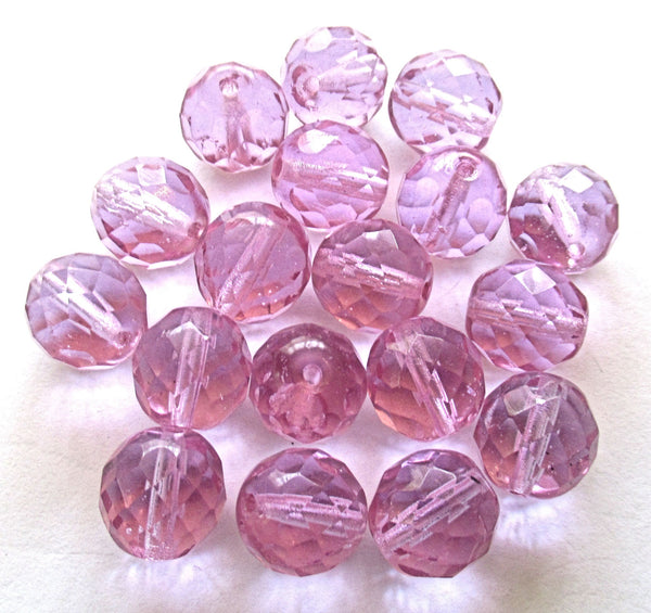 Ten large 12mm Czech glass fire polished faceted round beads - alexandrite, lilac, lavender beads C0016