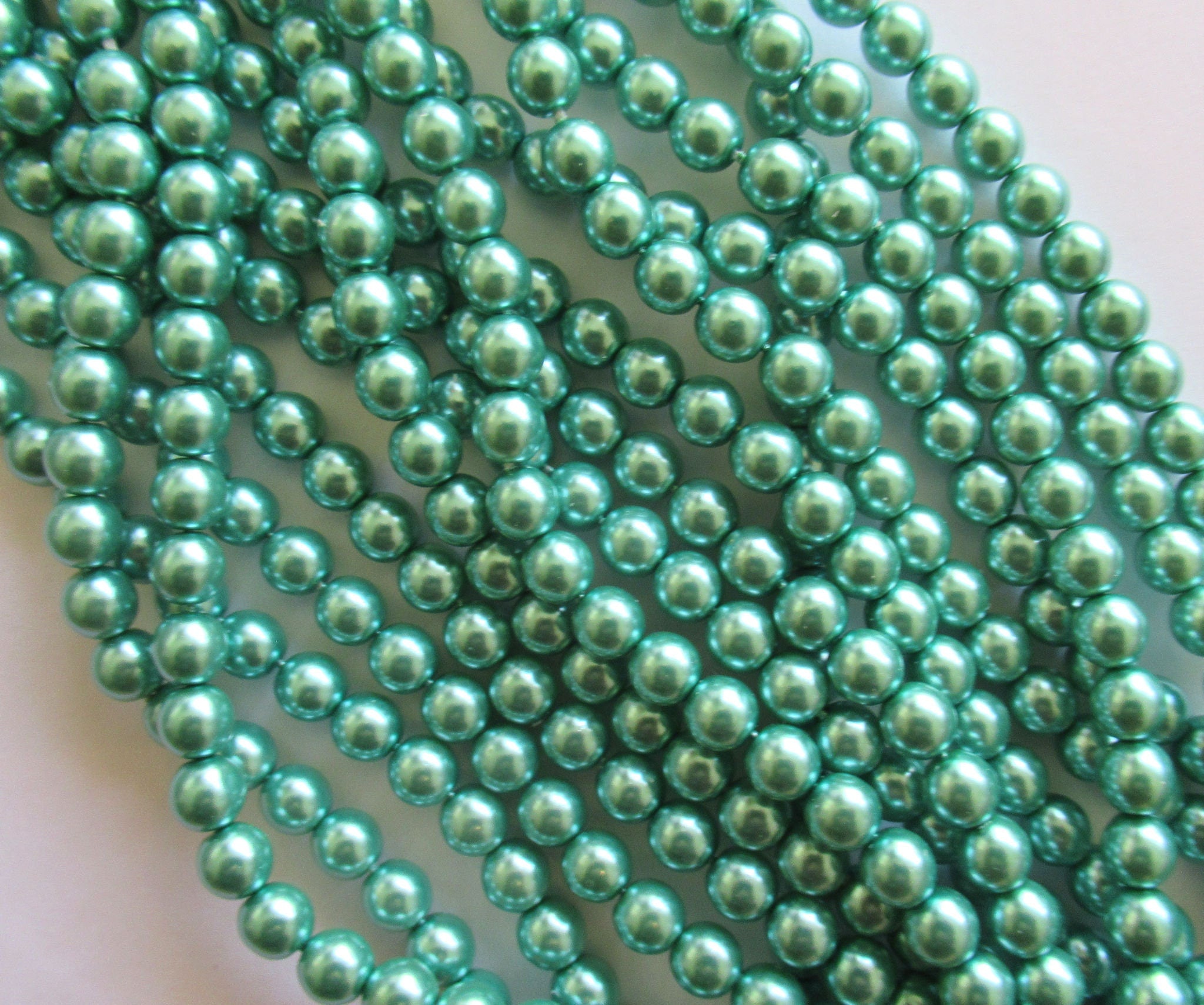 50 6mm blue Czech Preciosa glass pearl druk beads - Indian sapphire or aqua blue smooth round glass pearls C0095