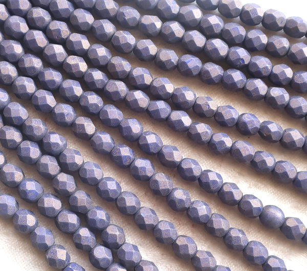 Lot of 25 6mm Czech glass beads, opaque amethyst, purple, Pacifica Elderberry, firepolished, faceted round beads C5701 - Glorious Glass Beads