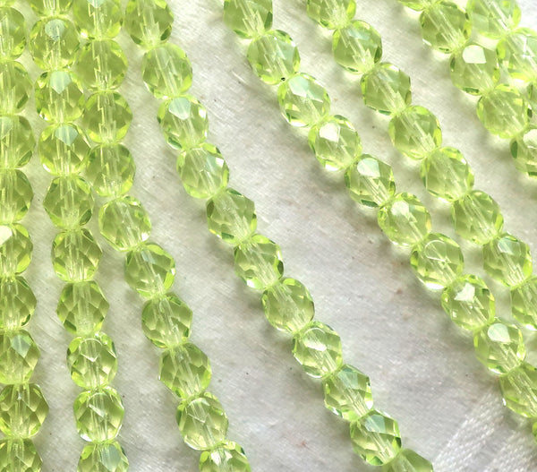 Lot of 25 6mm firepolished, faceted Czech glass beads, jonquil yellow round beads, C5425