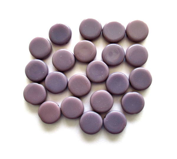 15 Czech glass coin beads - 10mm opaque amethyst or purple disc beads C0067