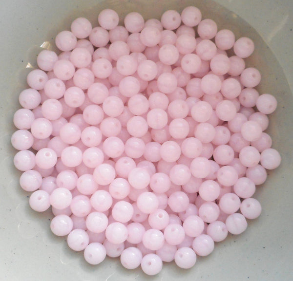 50 6mm Czech glass beads, Rose Alabaster Opaque Pink smooth round druk beads C0074