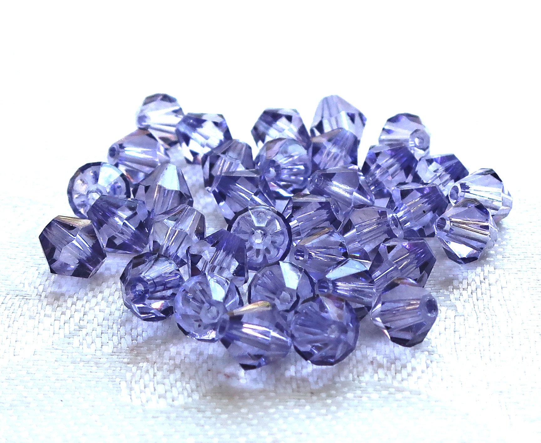 Lot of 24 6mm Dark Tanzanite Czech Preciosa Crystal bicone beads, faceted glass purple, violet bicones C7801 - Glorious Glass Beads