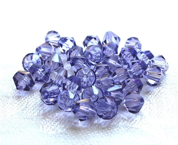 Lot of 24 6mm Dark Tanzanite Czech Preciosa Crystal bicone beads, faceted glass purple, violet bicones C7801 - Glorious Glass Beads