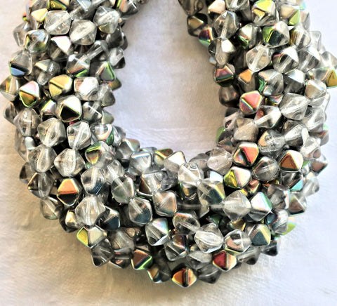 Fifty 6mm Czech glass bicones, crystal luster marea pressed bicone beads C6701 - Glorious Glass Beads