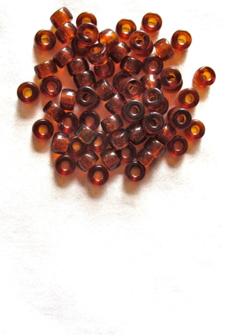 lot of 25 9mm Czech glass pony or roller beads - madera topaz large hole crow beads,