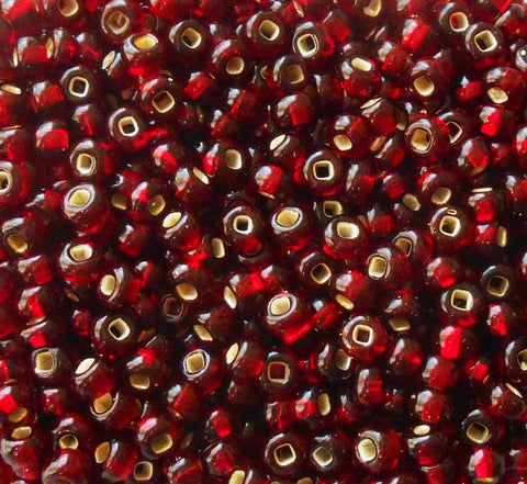 24 grams Garnet Red Silver Lined Czech 6/0 large glass seed beads, size 6 Preciosa Rocaille 4mm spacer beads, large, big hole C0047