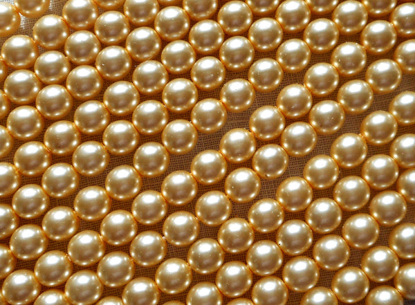 50 6mm cream glass pearl druk beads, off white Preciosa Czech round, smooth glass pearls C5450