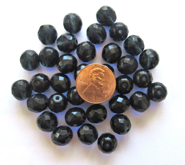 Twenty Czech glass fire polished faceted round beads - 10mm dark montana blue beads C0068