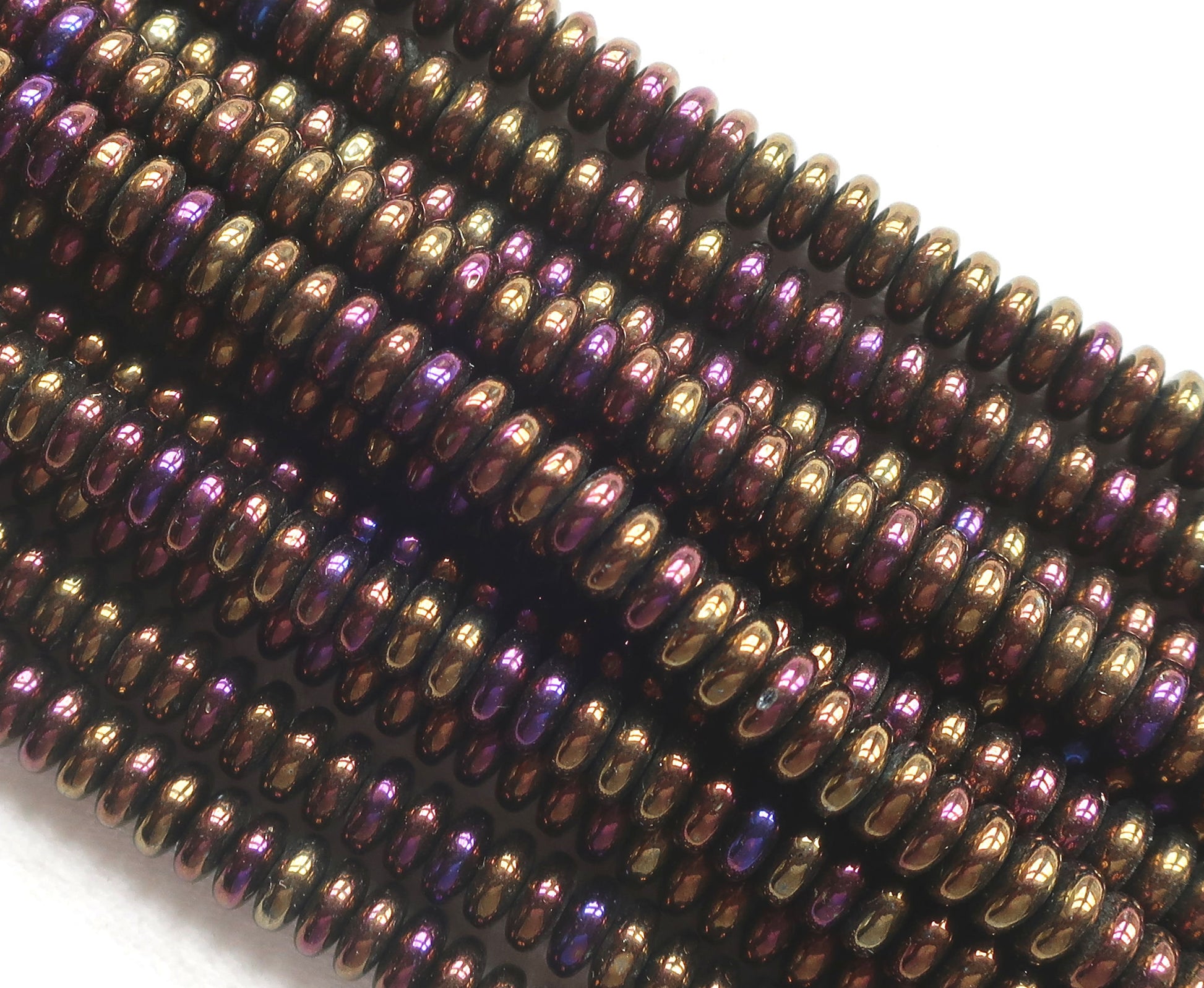 Lot of 50 6mm Czech glass rondelle beads, brown iris flat spacers or rondelles C1701 - Glorious Glass Beads