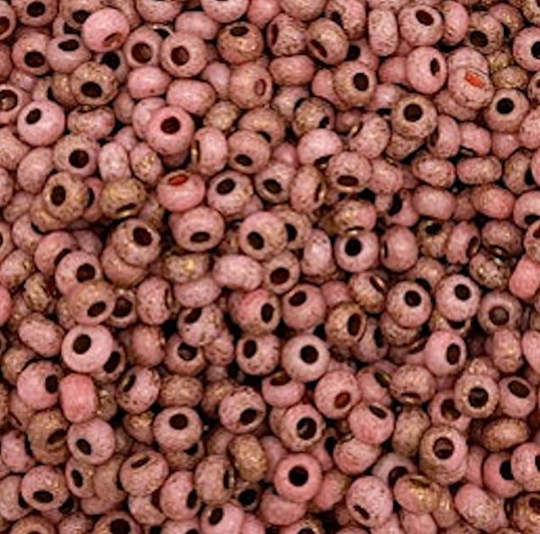 24 grams Czech glass seed beads - 6/0 etched pink with copper accents Preciosa Rocaille seed beads - C00002