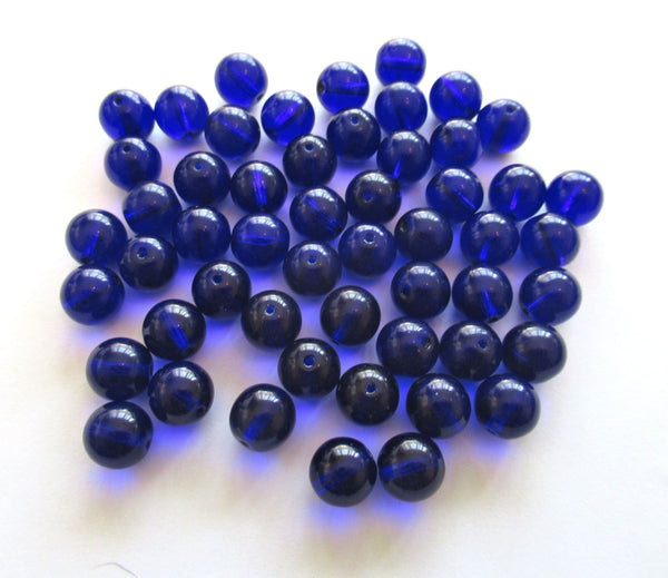 Lot of 25 8mm Czech glass druks - Cobalt Blue smooth round druk beads - C0043