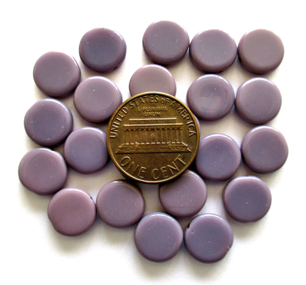 15 Czech glass coin beads - 10mm opaque amethyst or purple disc beads C0067