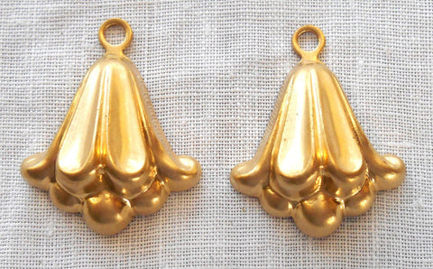 Two Raw Brass Stampings, Victorian dangles, charms, earrings 24mm x20mm, made in the USA, C6802 - Glorious Glass Beads
