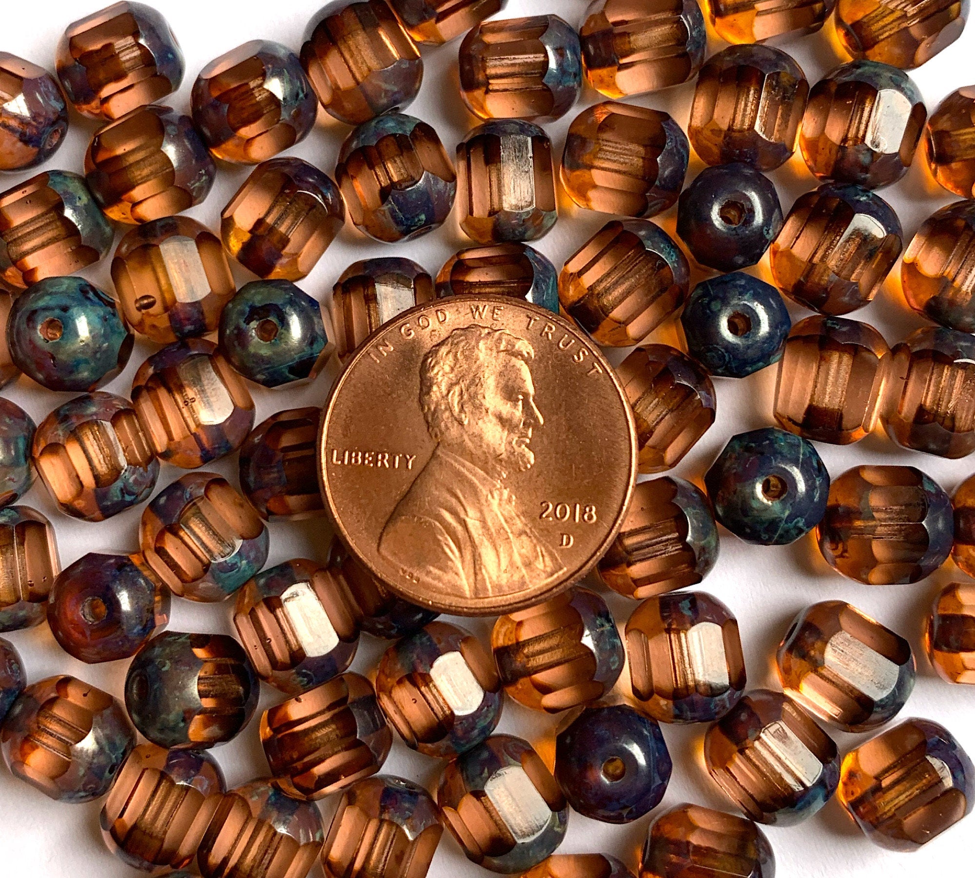 Gold Spacer Beads - Brass Tube Barrel Beads - Faceted Barrel Beads