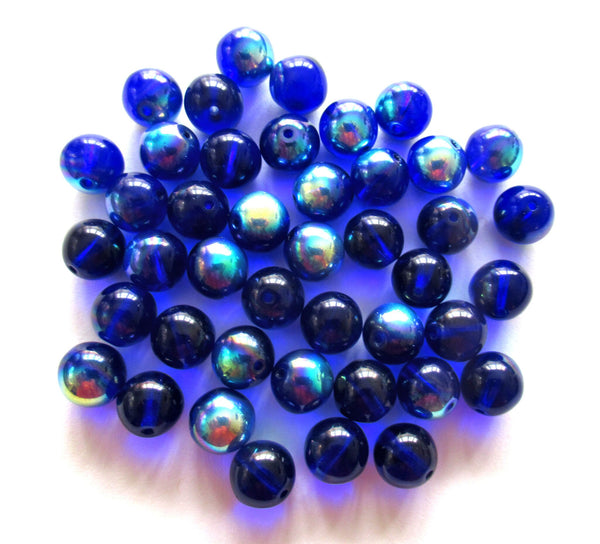 Lot of 25 8mm Czech glass druks - cobalt blue ab smooth round druk beads C0053