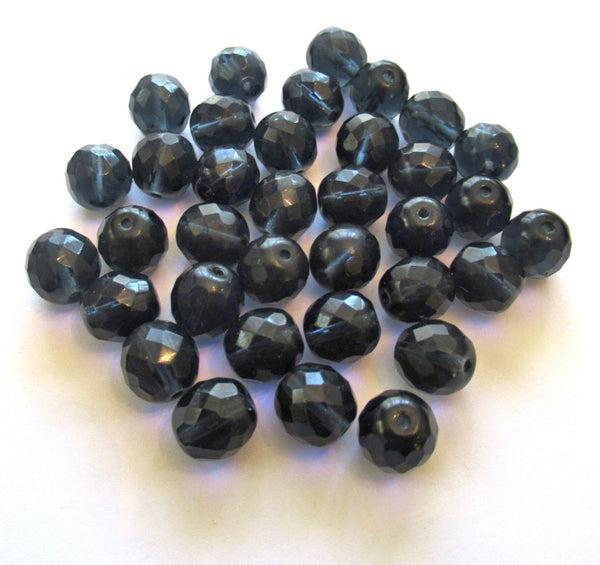 Twenty Czech glass fire polished faceted round beads - 10mm dark montana blue beads C0068