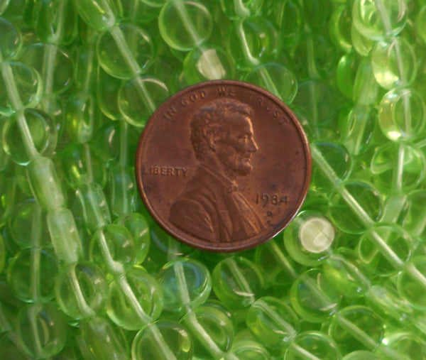 50 6mm Czech glass flat round Pierdot or Lime Green beads, little coin or disc beads C5350