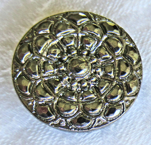 One 18mm Czech glass snowflake button - neutral silver - platinum - marcasite - decorative shank buttons 08101 - Glorious Glass Beads