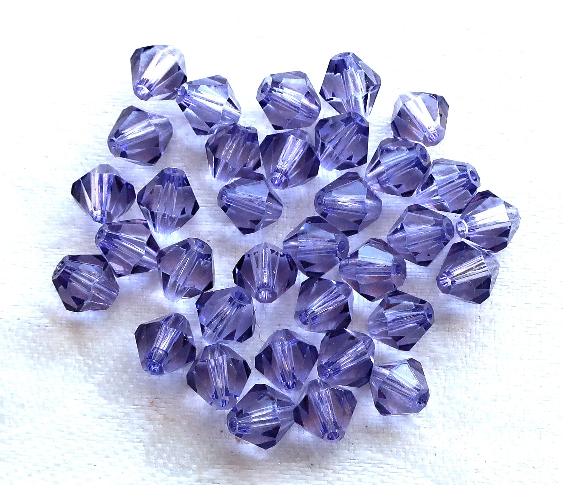 Lot of 24 6mm Dark Tanzanite Czech Preciosa Crystal bicone beads, faceted glass purple, violet bicones C7801 - Glorious Glass Beads