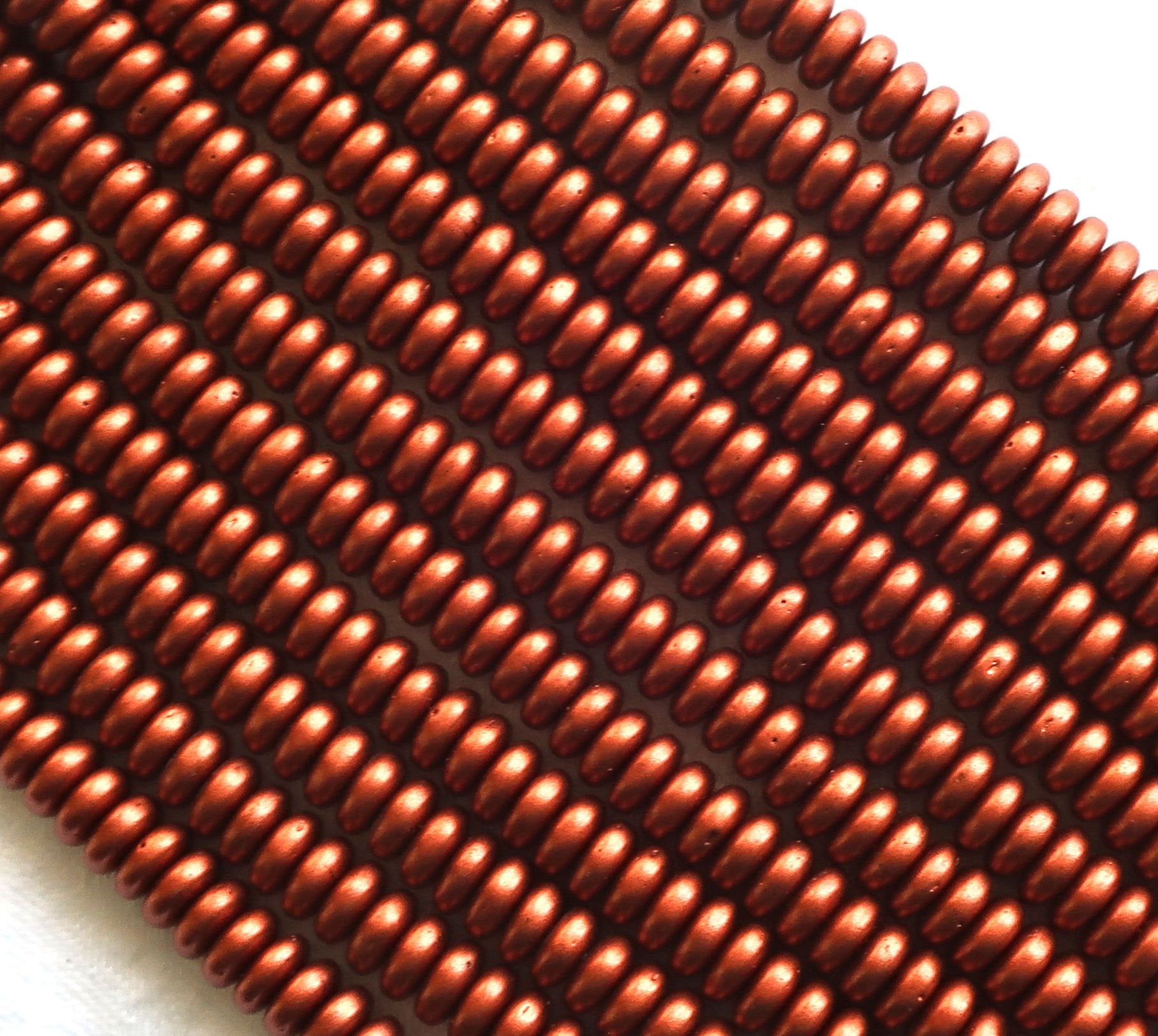 Lot of 50 6mm Czech glass rondelle beads,m atte metallic antique copper flat spacer, earthy, rustic spacers or rondelles C2801