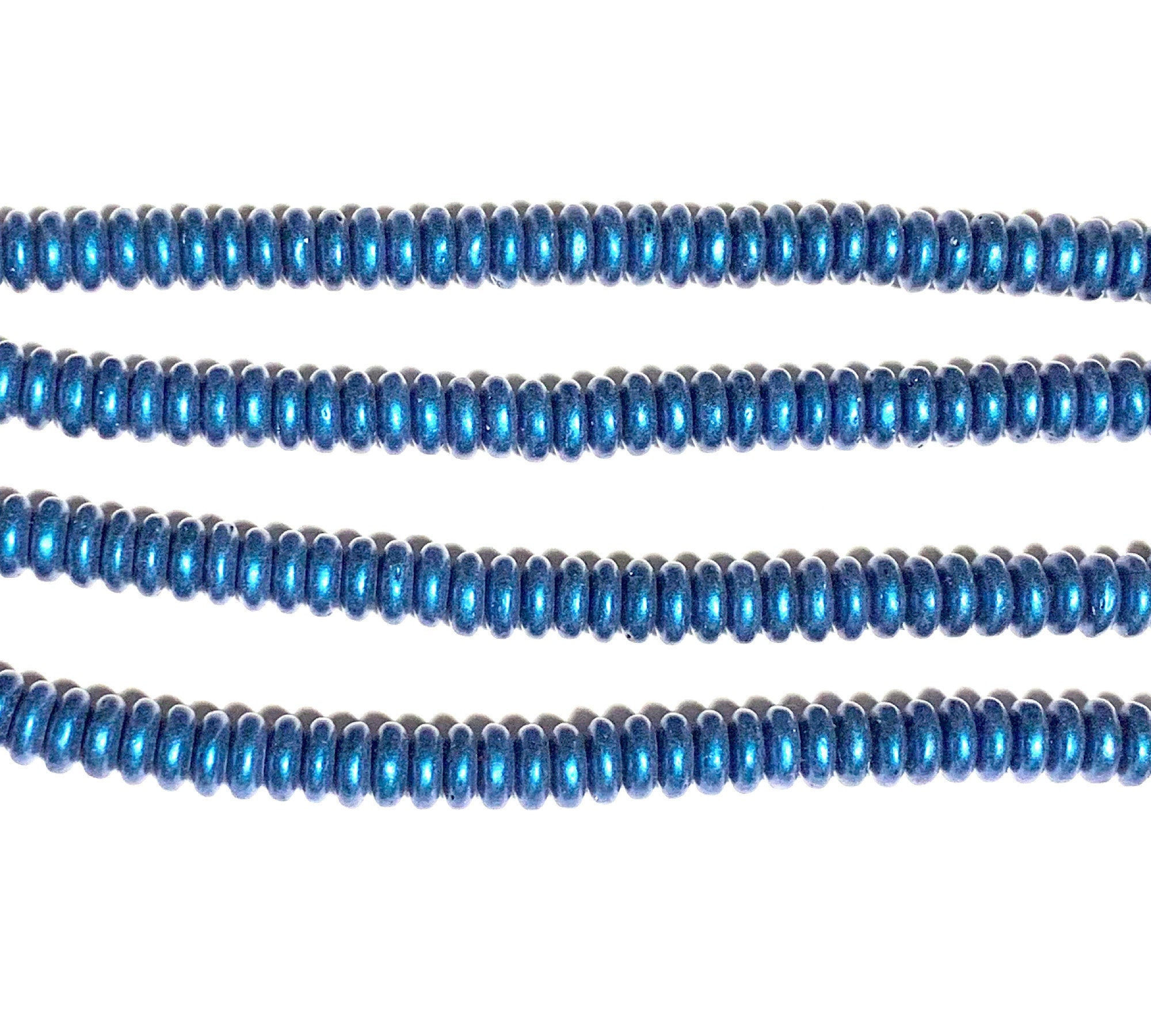 Lot of 50 6mm Czech glass rondelle beads, blue suede flat spacers or rondelles C0036