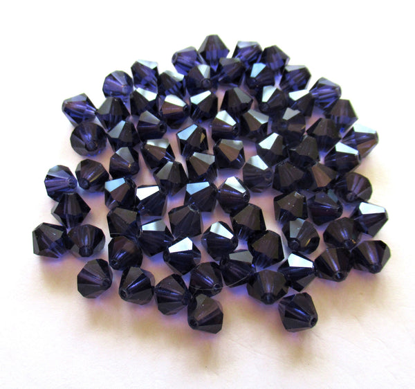Lot of 24 6mm deep purple / tanzanite Czech Preciosa Crystal bicone beads - faceted glass bicones C0079