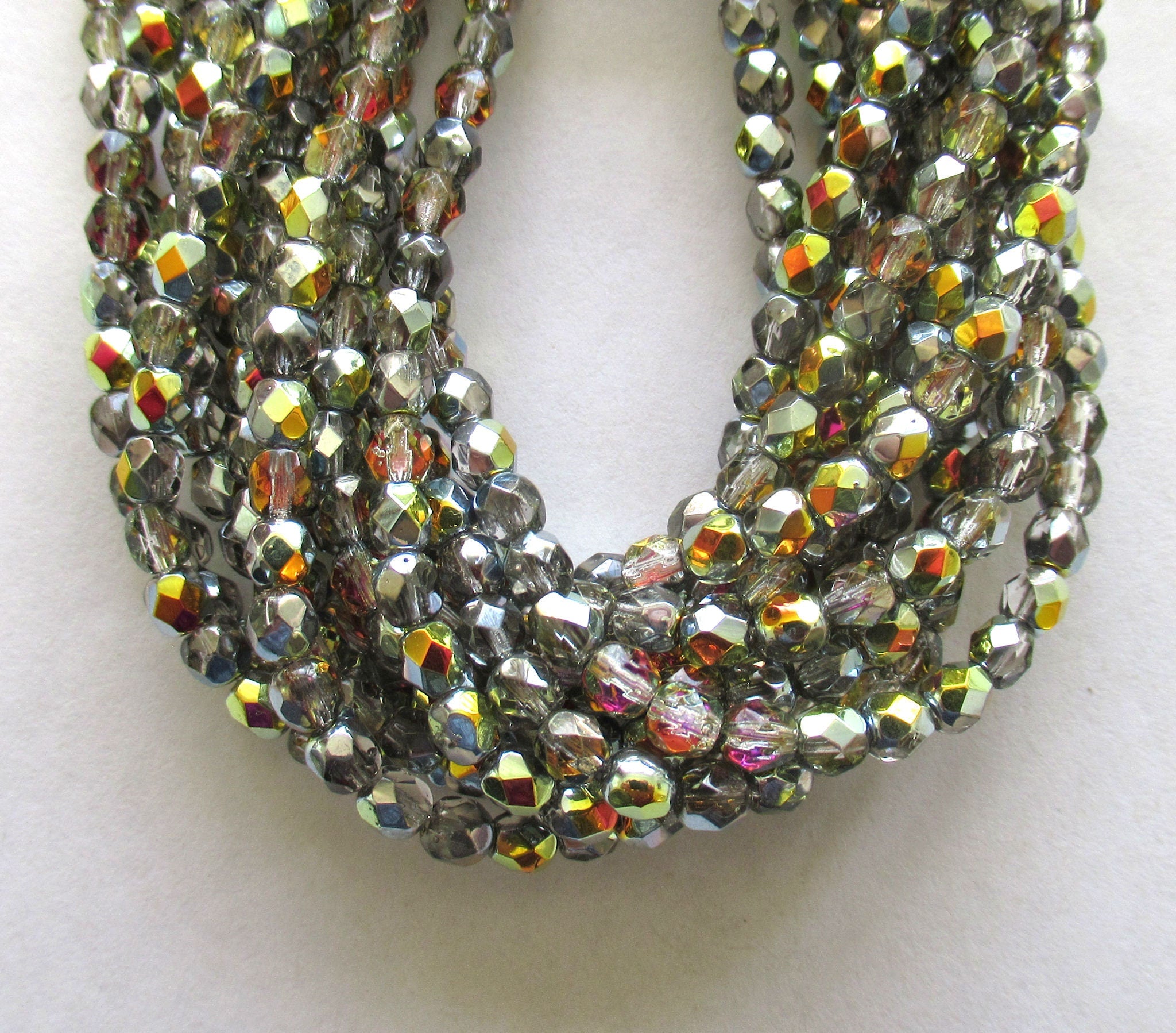 50 4mm Czech glass faceted fire polished beads - Crystal Marea beads C0026