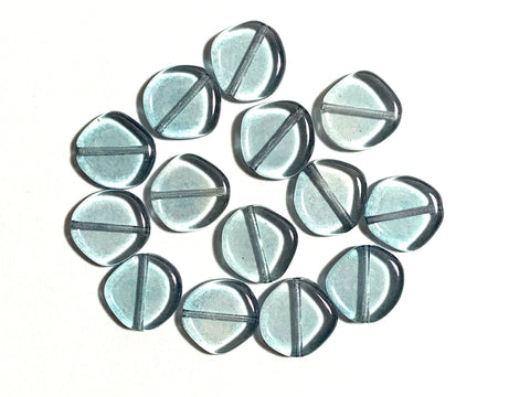 Ten 15mm Czech glass asymmetrical coin or disc beads - lumi blue beads - C0067