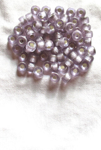 25 9mm Czech glass pony beads - alexandrite or lavender silver lined roller beads - large hole glass crow beads C00401