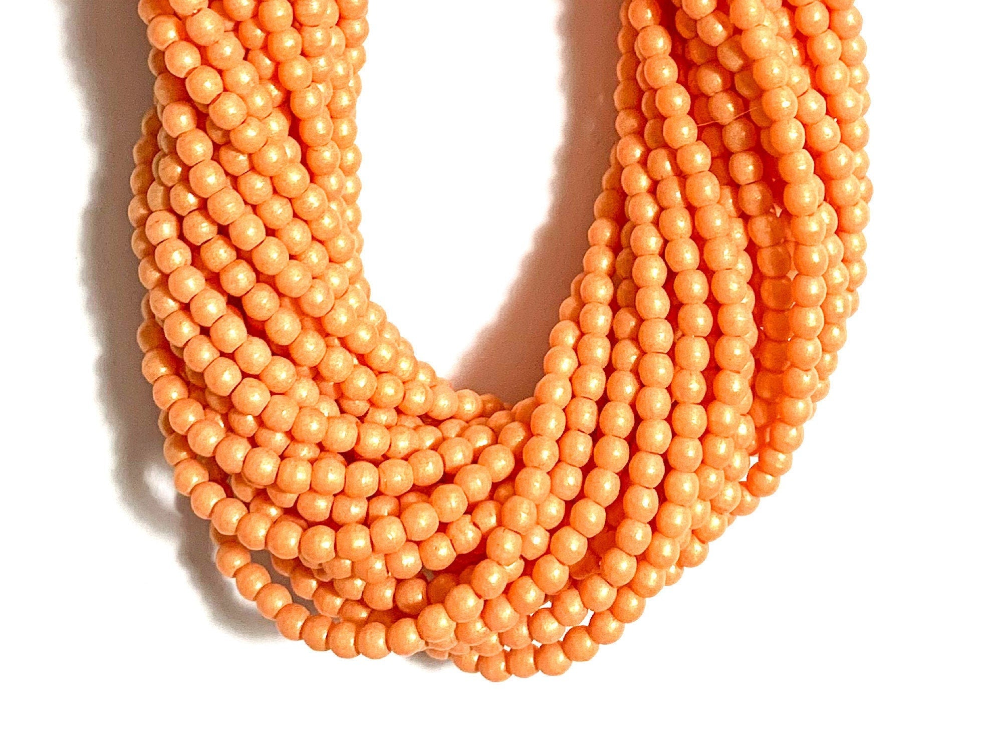 Lot of 100 3mm Czech glass druks, Pacifica tangerine creamy orange smooth round druk beads - C0047